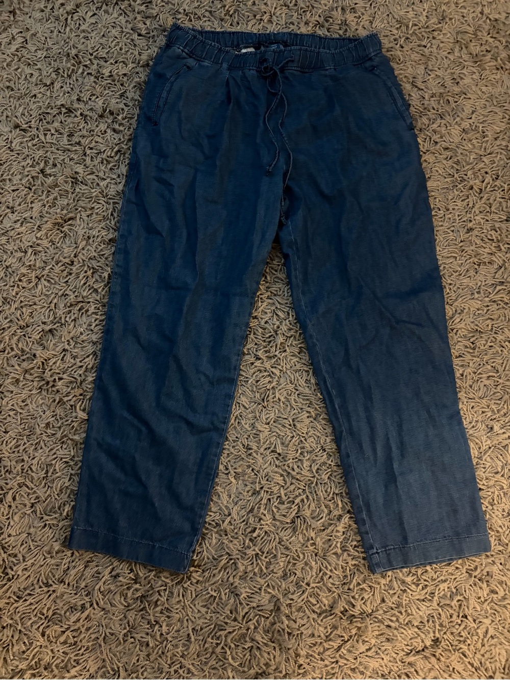 High-Rise Drawstring Indigo Blue Pants